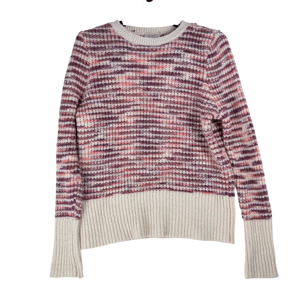 Loft Outlet Sweater Womens XL Pink Purple Space Dye Knit Ribbed Cottagecore Cozy